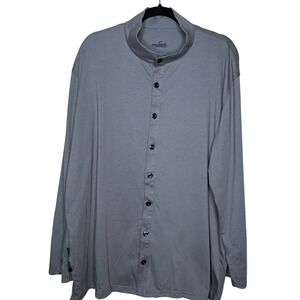 Van Laack Lufthansa First Class Grey Mandarin Collar Button Down Shirt Mens XL